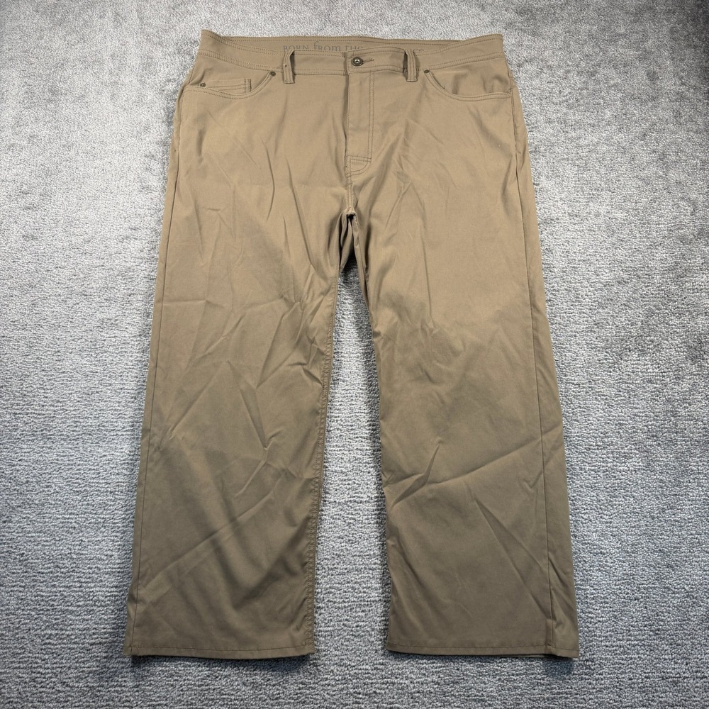 Prana Mens Brion Slim Fit Pants 42 Tan Khaki Nylon Stretch Hiking